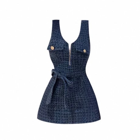 Classic Denim Zip Mini Dress