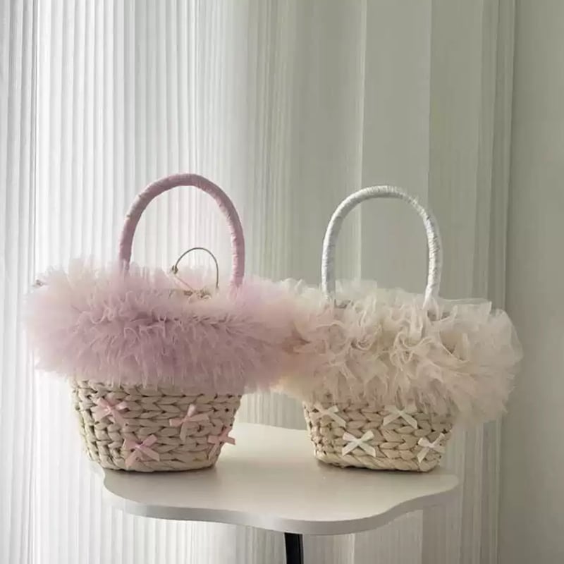 ロラライハリス♡ライトグリーンベロア♡刺繍のふんわり丸型絞りバッグS♡ ロラライハリスライトグリーンベロア刺繍のふんわり丸型絞りバッグS