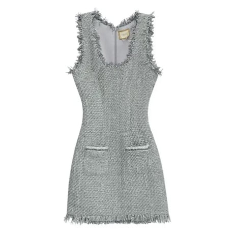 Gray fringe ノースリワンピ