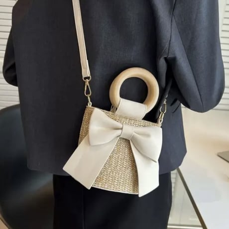 立体リボンstraw bag 2色