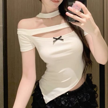 Cutout Ribbon Tops 2色
