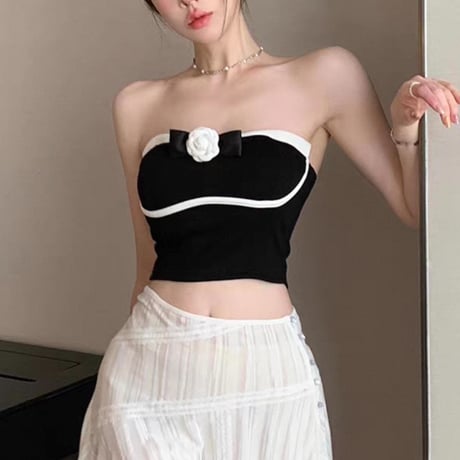 Rose Ribbon Tube Top 2色