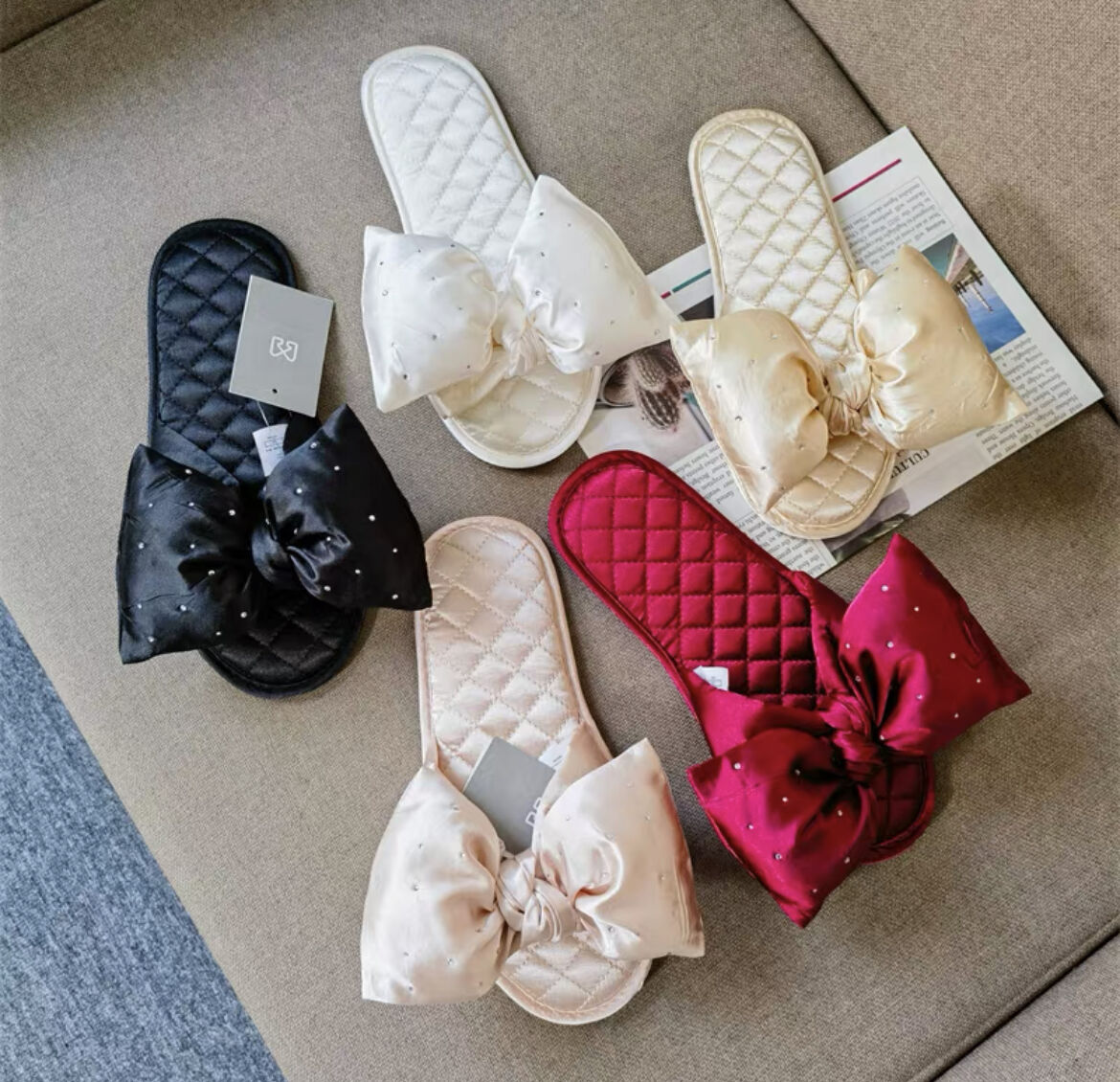 ✨♥おりぼんストライプスリッパ✨♥ ストライプ×パイル / 202306MRP08 ｜merippa【公式