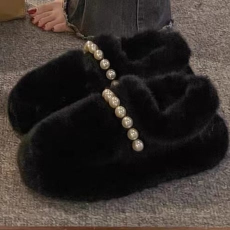 Pearl Fur Room Shoes 2色
