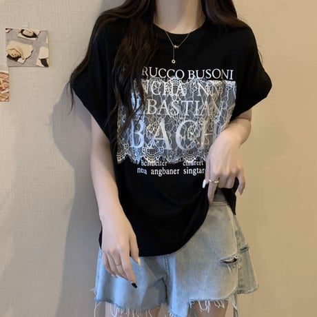 lace lettering Tシャツ 3色