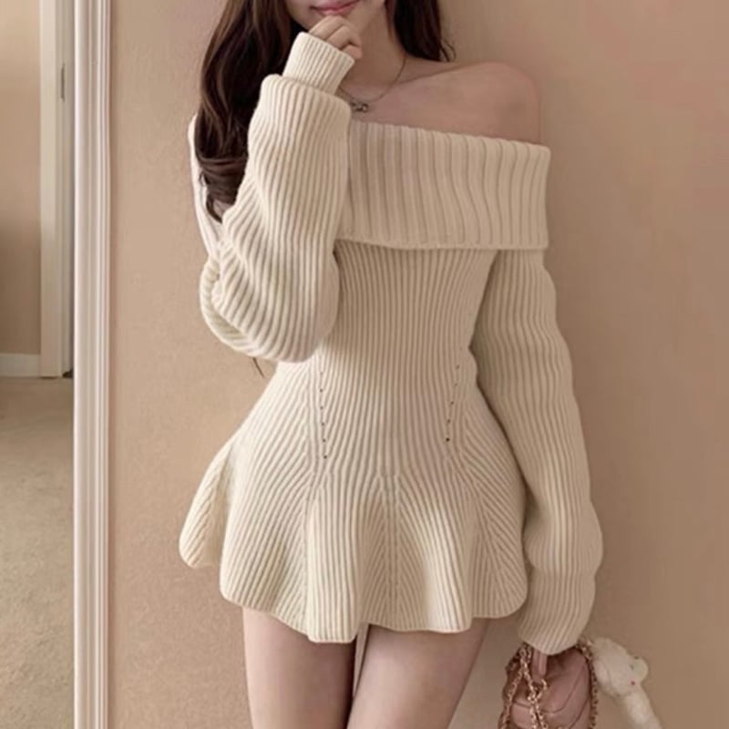 オフショペプラムニットトップス | ecrea