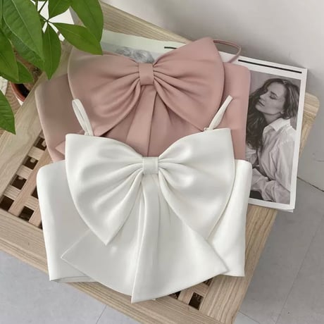 front ribbon mini camisole 3色