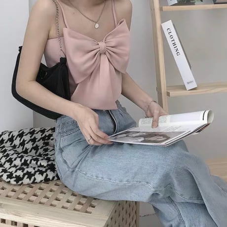 front ribbon mini camisole 3色