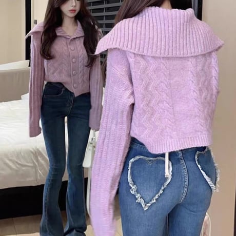 Button Cable Knit Cardigan 3色