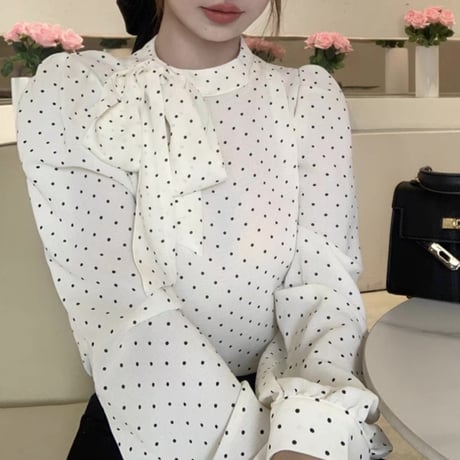 ドット リボン トップス