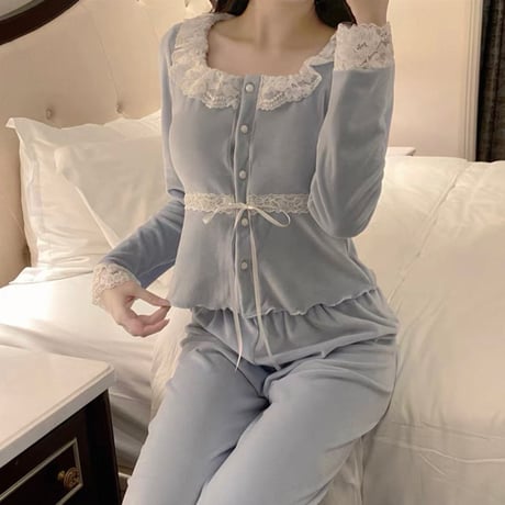 Lace Ribbon Roomwear Set 2色