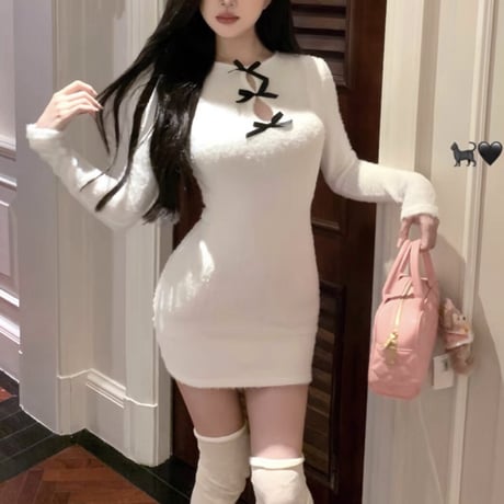 ヴァニラ様ご着用♡ミニブラックリボン長袖ワンピ