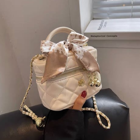 スカーフ付きキルティングバニティbag  2種3色