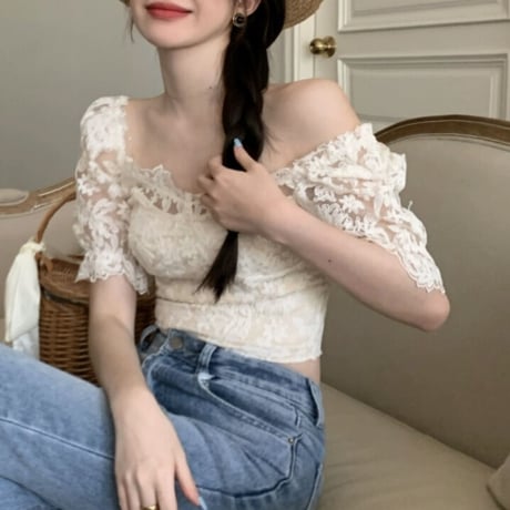 Flower lace mini tops