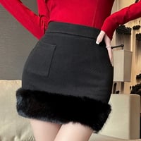 裾ファーポケット付きスカート2色