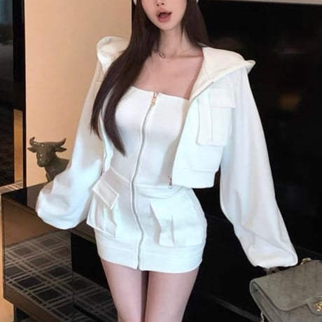 愛咲マリン様ご着用♡Zip-Up Mini Set 2色