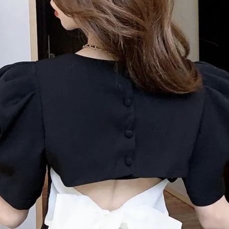 バックリボンBLACKワンピ