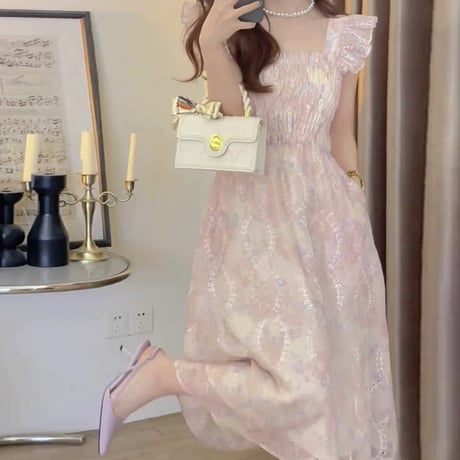 Girly mix color frill gather op