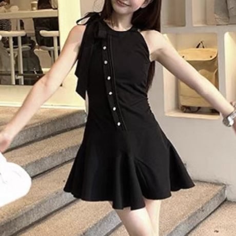 黒崎るりか様ご着用♡Button design ribbon dress 2色