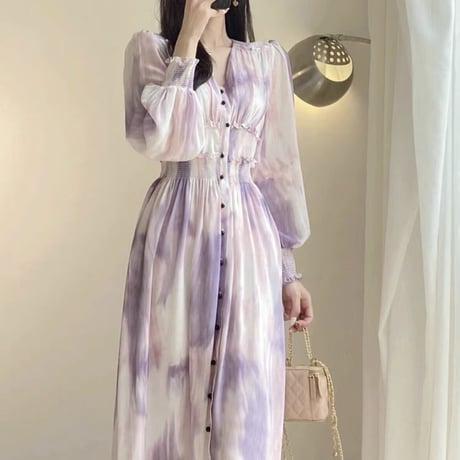 purple×pink marble onepiece