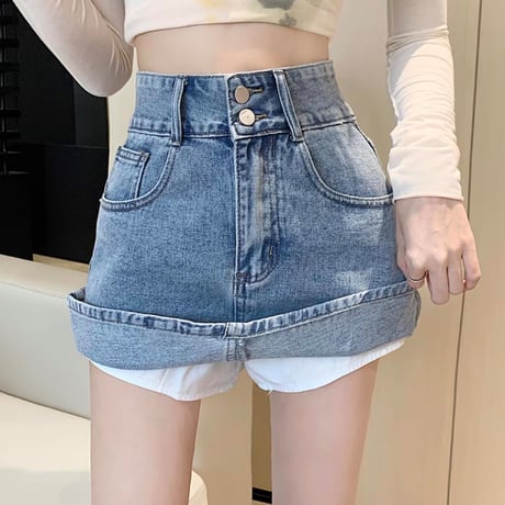 ハートデザイン denim スカート 2色