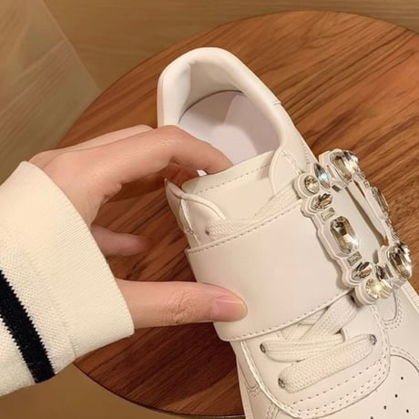 Crystal Buckle Platform Sneakers