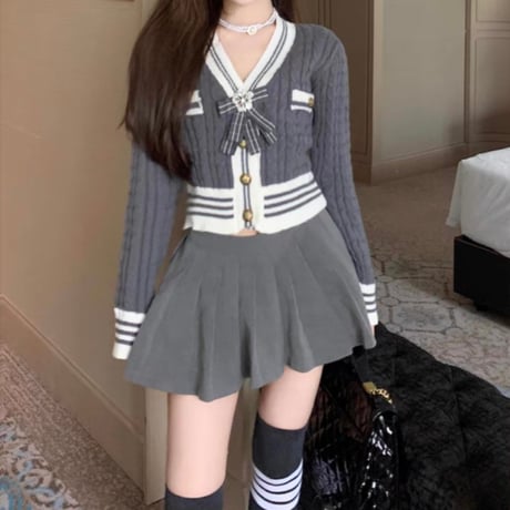 bijou broach バイカラーニットトップス 3色