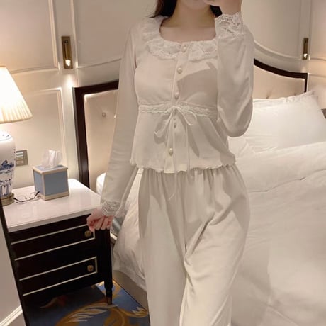 Lace Ribbon Roomwear Set 2色