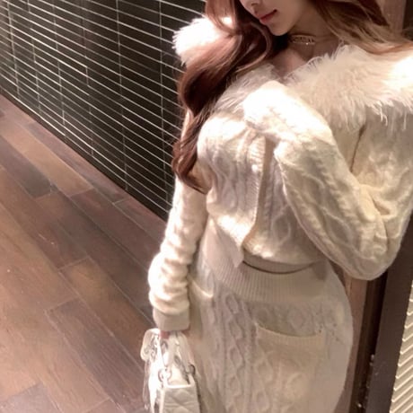 fur casual knit セットアップ 2色