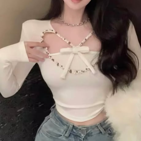 寿リリカ様ご着用♡ビジューリボントップス3色