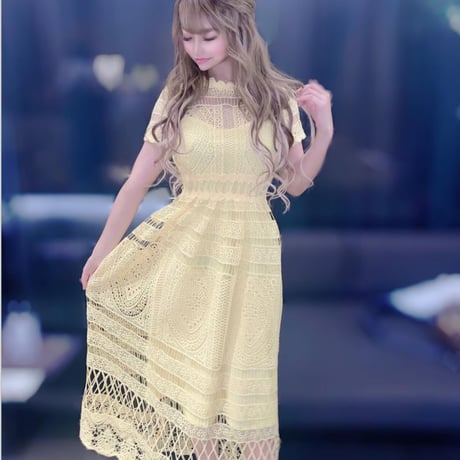 愛瀬椿様ご着用yellow crochet onepiece
