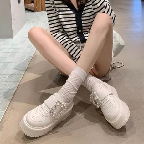 Crystal Buckle Platform Sneakers