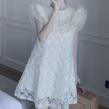 Flower lace frill op
