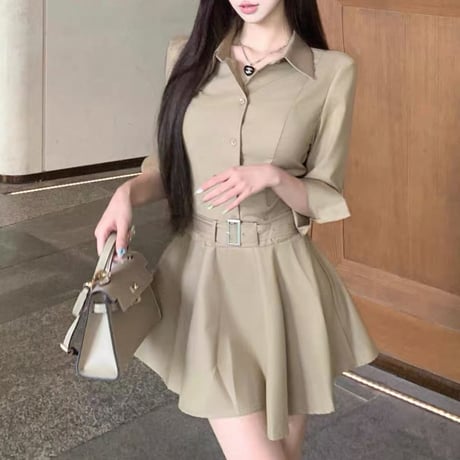 Belted Shirt Mini Dress