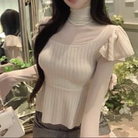 Shoulder Frill Sheer Top