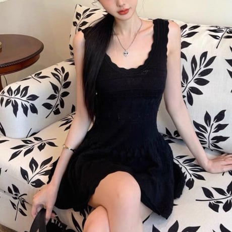 Scallop Lace Knit Onepiece 2色