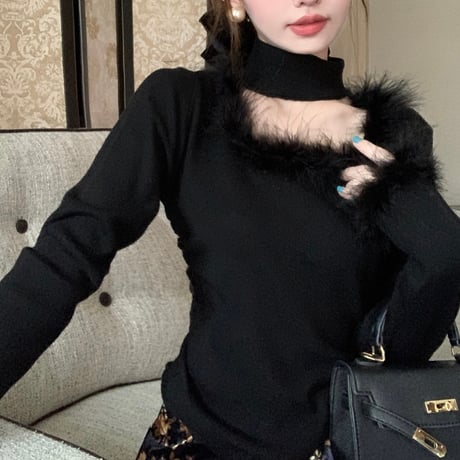 feather fur トップス 2色