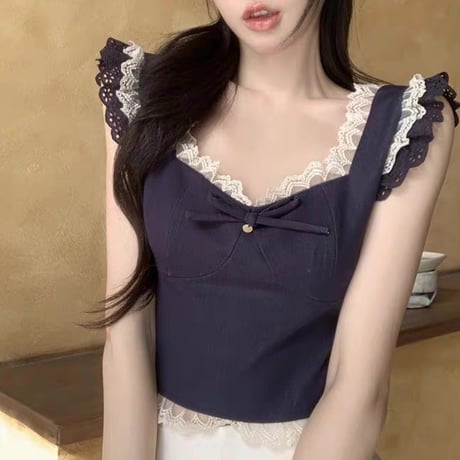 ゆなちゃん様ご着用♡ネイビーレーストップス