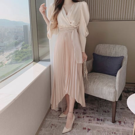 blouse docking  pleats op 2色