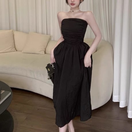 Shirring Tube Flare Dress 2色