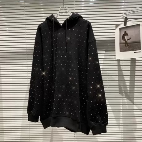 キラキラストーン付きパーカー 3色