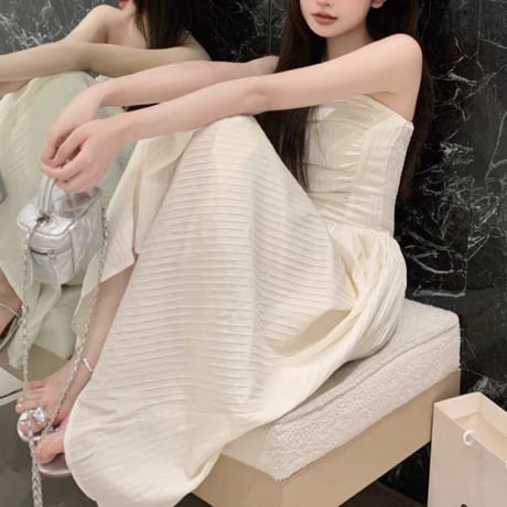 Shirring Tube Flare Dress 2色