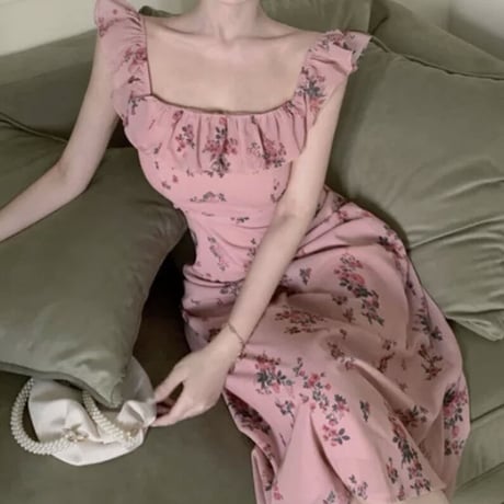 square neck frill flower op