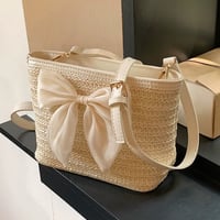 リボン付きstraw bag 2色