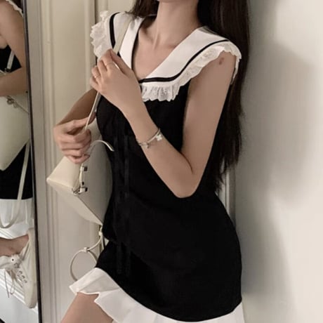 girly monotone no sleeve op