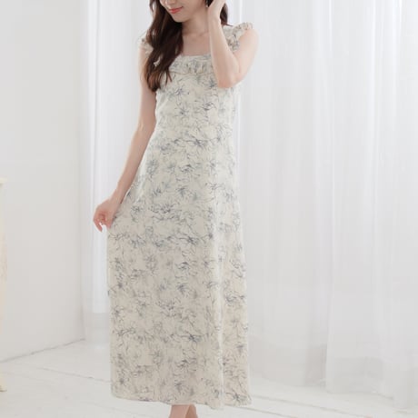 flower frill no sleeve dress