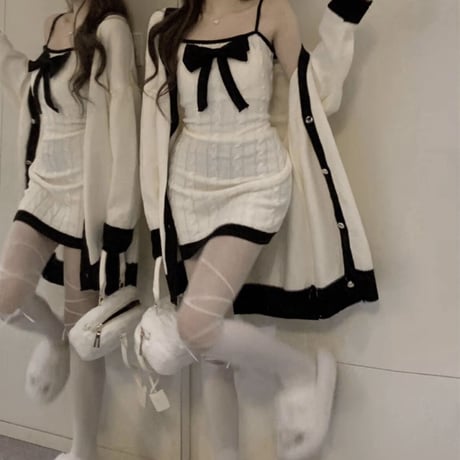 リボンキャミワンピ＋カーディガンset