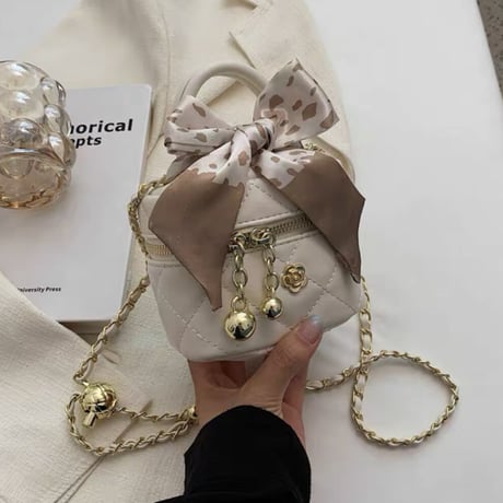 スカーフ付きキルティングバニティbag  2種3色