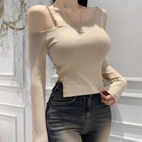 ヴァニラ様ご着用♡チェーンストラップシンプルトップス 3色