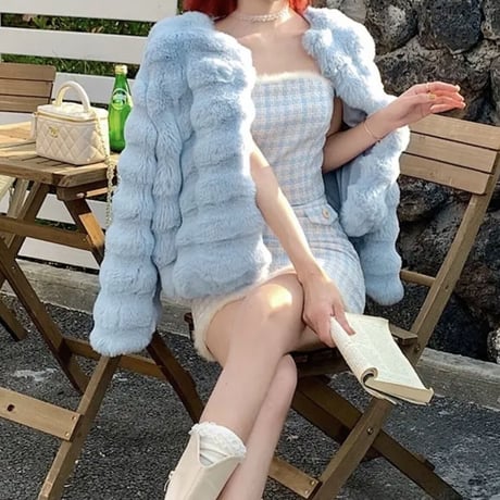 みむちゃん様ご着用♡Blue croissant far design coat